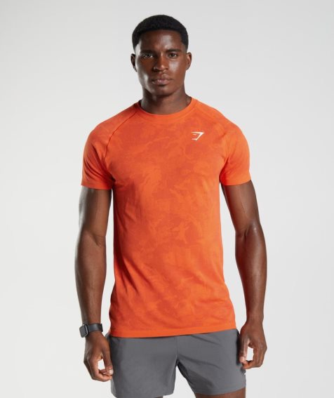 Gymshark Geo Seamless T-shirts Herren Orange | AT-45-DZBO