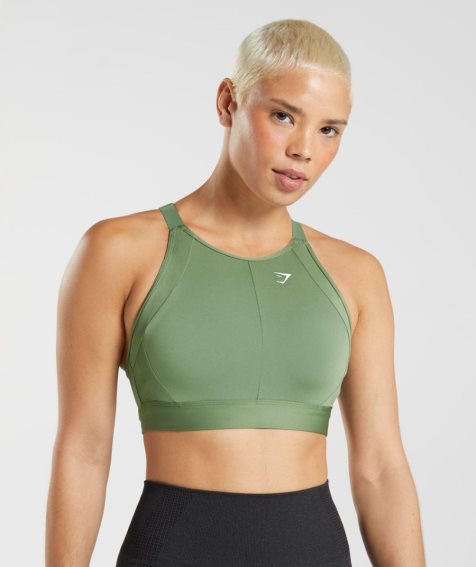 Gymshark High Neck High Support Sport Bh Damen Grün | AT-78-WZNM