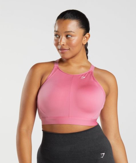 Gymshark High Neck High Support Sport Bh Damen Rosa | AT-86-RAHK