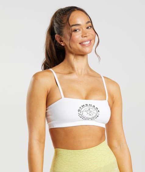 Gymshark Legacy Bandeau Sport Bh Damen Weiß | AT-30-UJAV