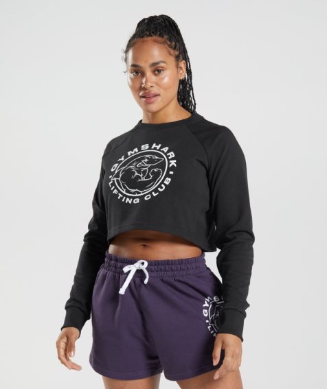 Gymshark Legacy Cropped Sweatshirts Damen Schwarz | AT-39-FNSX