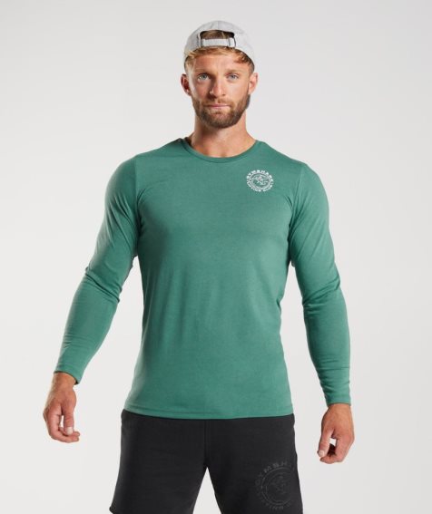 Gymshark Legacy Long Sleeve T-shirts Herren Grün | AT-03-FQNY