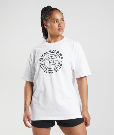 Gymshark Legacy Oversized T-shirts Damen Weiß | AT-28-LAYN