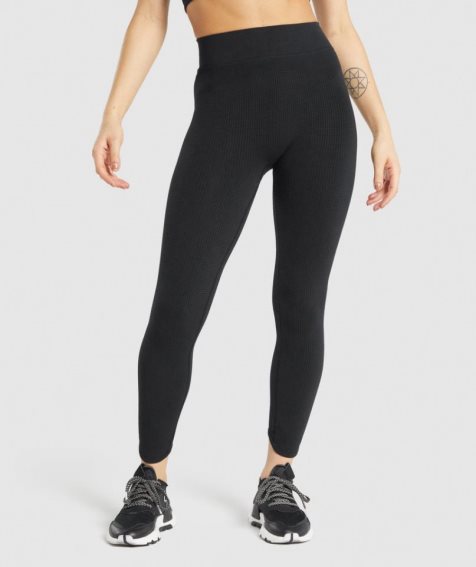 Gymshark Pause Seamless Leggings Damen Schwarz | AT-72-COQH