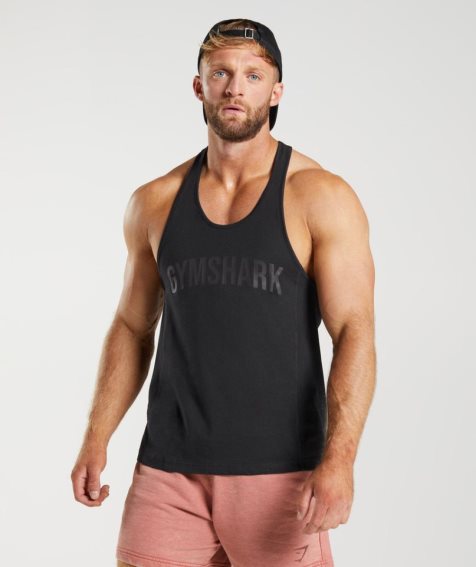 Gymshark Power Stringer Muskelshirt Herren Schwarz | AT-12-PFKY