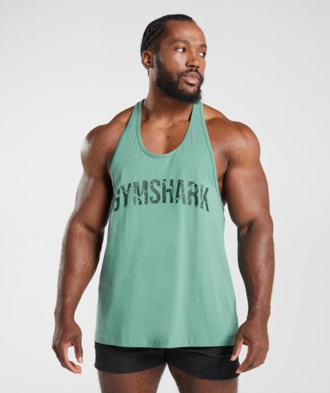 Gymshark Power Stringer Muskelshirt Herren Grün | AT-45-TBVD