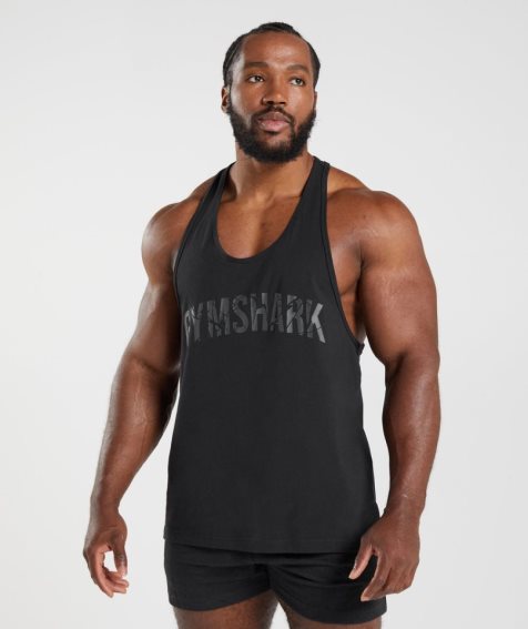 Gymshark Power Stringer Muskelshirt Herren Schwarz | AT-47-OLIQ