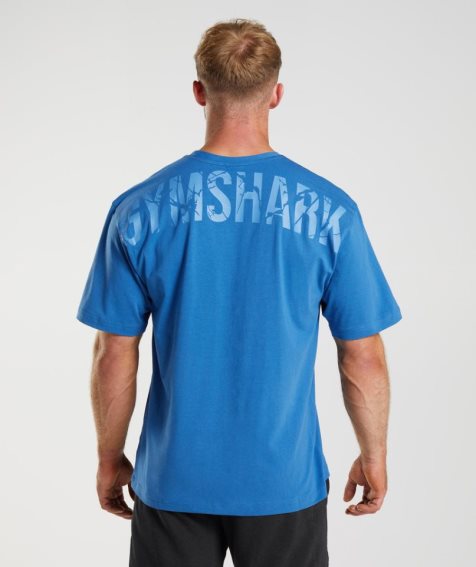 Gymshark Power T-shirts Herren Blau | AT-42-QJDG