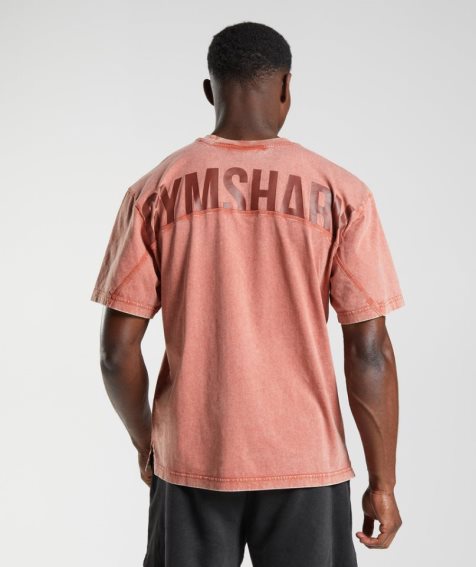 Gymshark Power Washed T-shirts Herren Rosa | AT-40-CGZQ