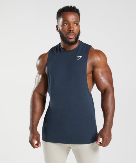 Gymshark React Drop Arm Muskelshirt Herren Navy | AT-81-FHUW