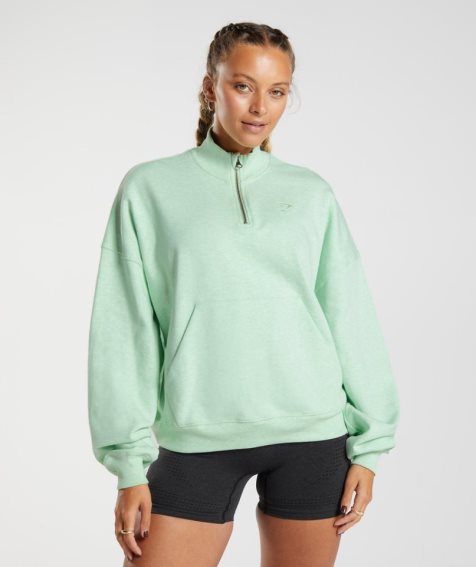 Gymshark Rest Day Sweats 1/2 Zip Sweatshirts Damen Mintfarben | AT-67-BCZQ