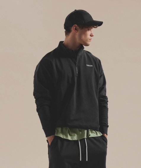 Gymshark Rest Day Sweats 1/4 Zip Sweatshirts Herren Schwarz | AT-64-ZKGM