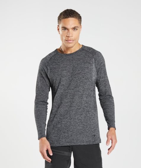 Gymshark Retake Seamless Long Sleeve T-shirts Herren Dunkelgrau | AT-19-ETVH