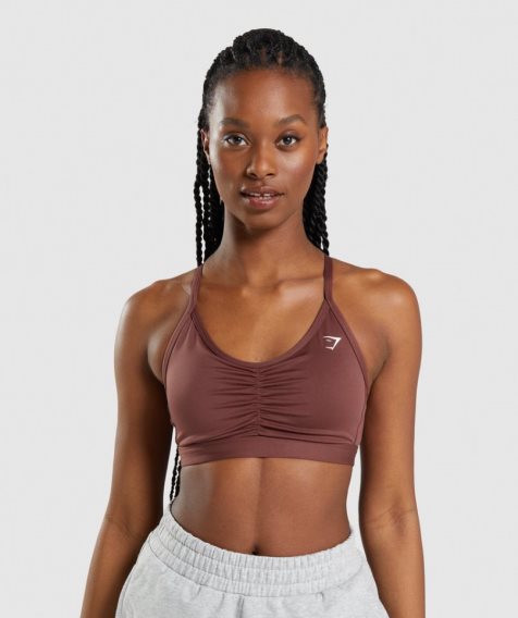 Gymshark Ruched Sport Bh Damen Dunkelbraun | AT-52-STZC