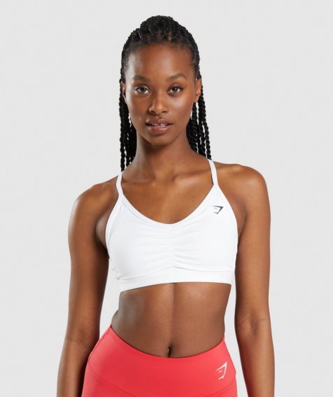 Gymshark Ruched Sport Bh Damen Weiß | AT-27-AKPM