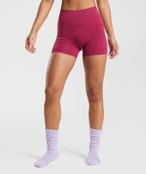 Gymshark Seamless Jacquard Boxers Unterwäsche Damen Rosa | AT-31-ENZS