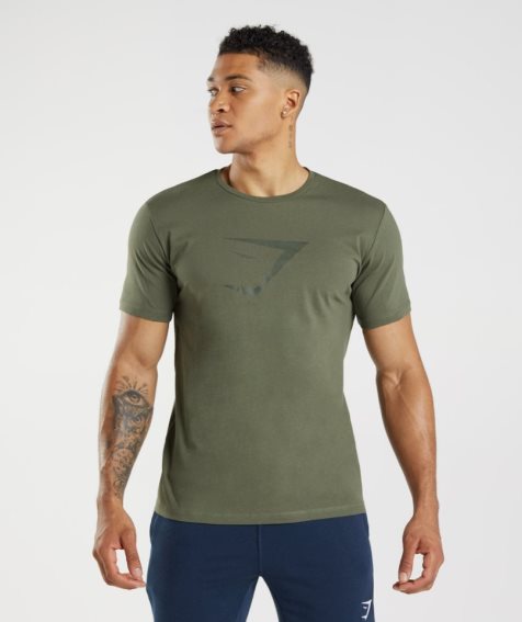 Gymshark Sharkhead Infill T-shirts Herren Olivgrün | AT-27-BIRY