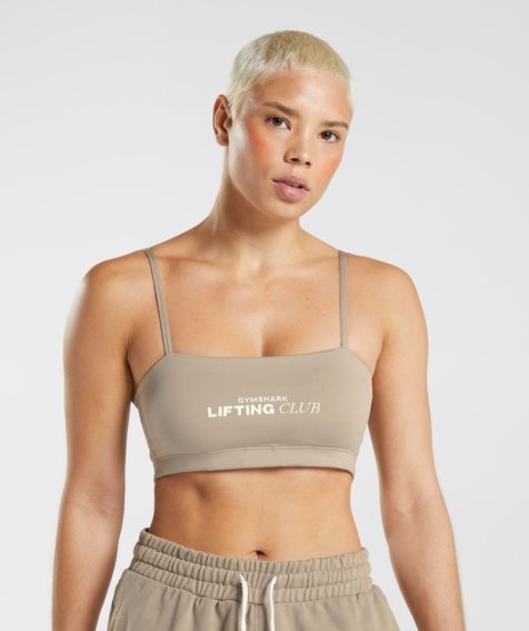 Gymshark Social Club Bandeau Sport Bh Damen Khaki | AT-01-DBGV