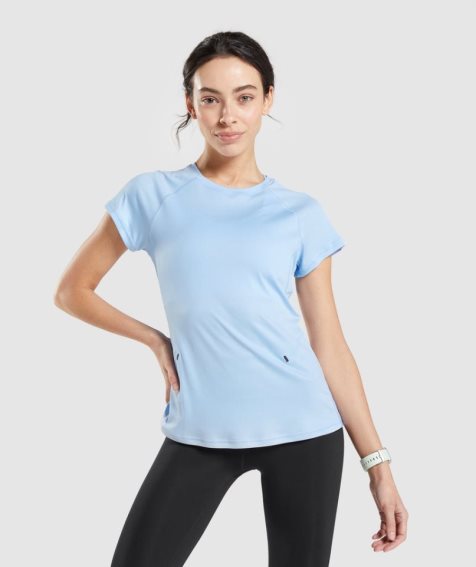 Gymshark Speed T-shirts Damen Blau | AT-12-NYRC