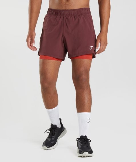 Gymshark Sport 5" 2 In 1 Kurze Hose Herren Bordeaux | AT-36-MLEB