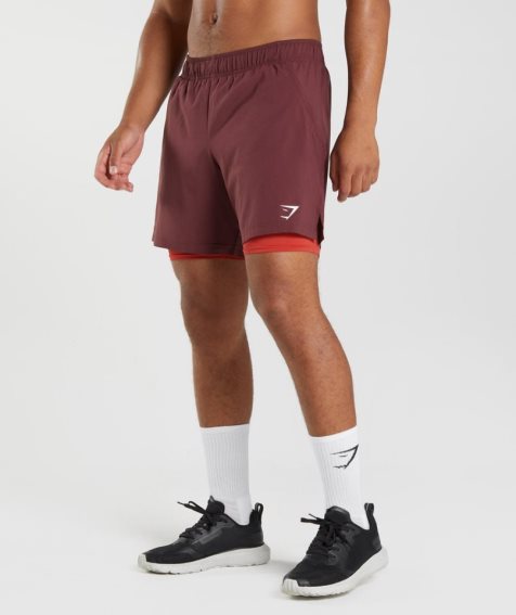 Gymshark Sport 7" 2 In 1 Kurze Hose Herren Bordeaux | AT-60-GFNC