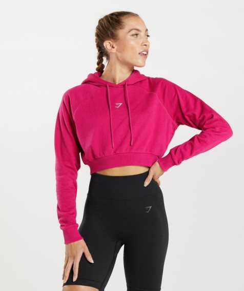 Gymshark Sport Cropped Hoodie Damen Fuchsie | AT-05-RPSB