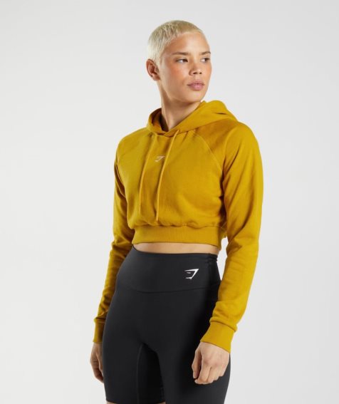 Gymshark Sport Cropped Hoodie Damen Gelb | AT-43-YAIO