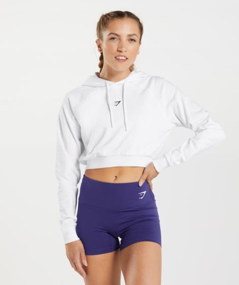 Gymshark Sport Cropped Hoodie Damen Weiß | AT-96-YXNG