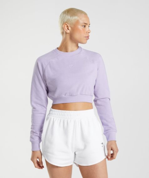 Gymshark Sport Cropped Sweatshirts Damen Helllila | AT-05-CXJL