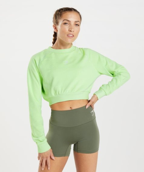 Gymshark Sport Cropped Sweatshirts Damen Grün | AT-84-ZJHQ