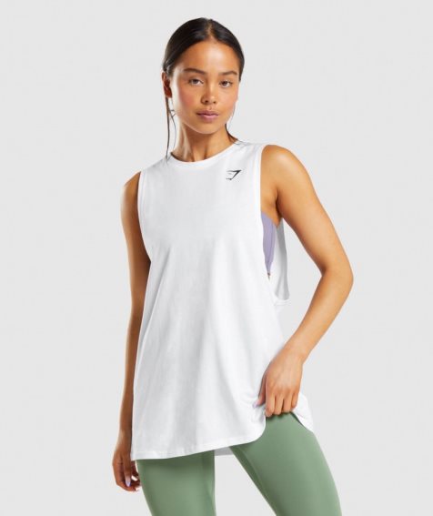 Gymshark Sport Drop Arm Muskelshirt Damen Weiß | AT-54-WRHJ