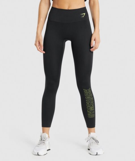 Gymshark Sport Graphic Leggings Damen Schwarz | AT-07-ZKYS