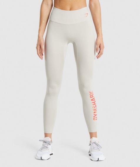 Gymshark Sport Graphic Leggings Damen Weiß | AT-10-LVSZ