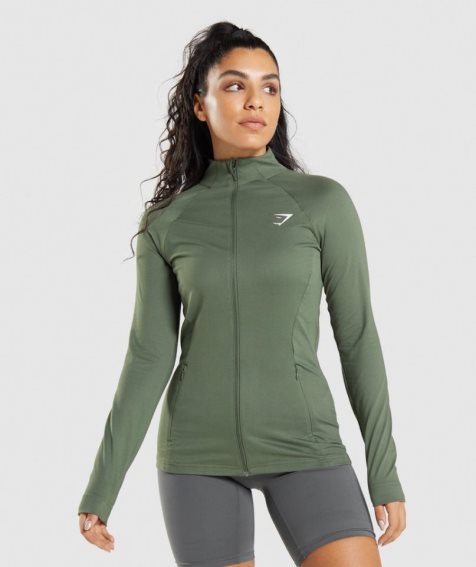 Gymshark Sport Jacke Damen Olivgrün | AT-82-NBRK