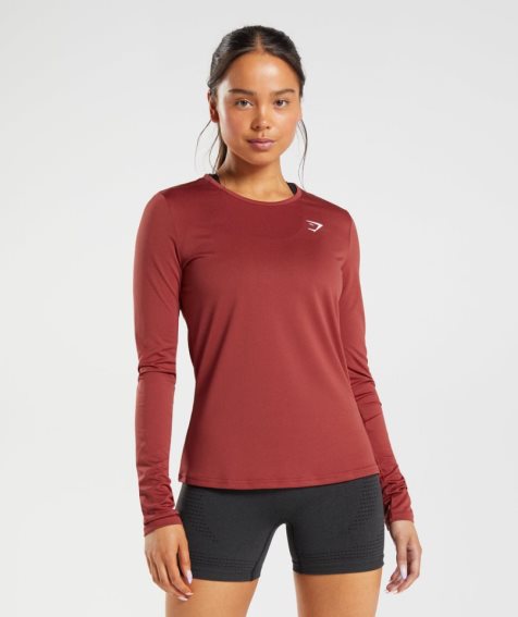 Gymshark Sport Long Sleeve Top T-shirts Damen Rot | AT-68-IOTL