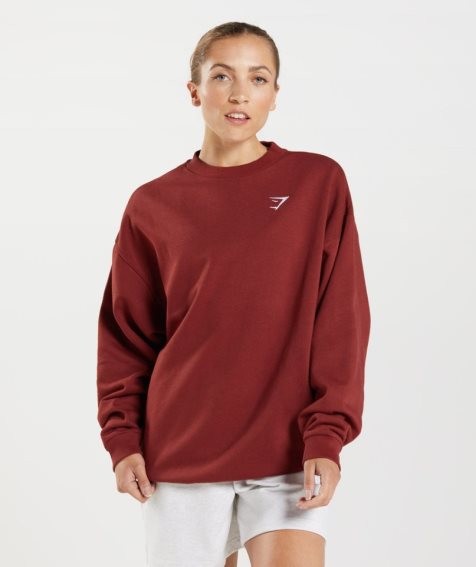 Gymshark Sport Oversized Sweatshirts Damen Rot | AT-20-KJPV