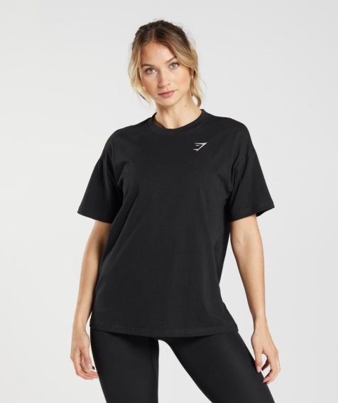 Gymshark Sport Oversized T-shirts Damen Schwarz | AT-27-EAXH