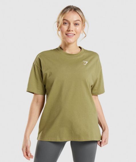 Gymshark Sport Oversized T-shirts Damen Olivgrün | AT-37-WCZF