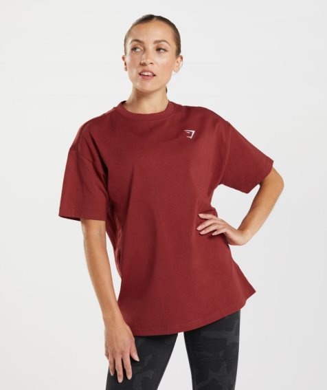 Gymshark Sport Oversized T-shirts Damen Rot | AT-49-QJXD