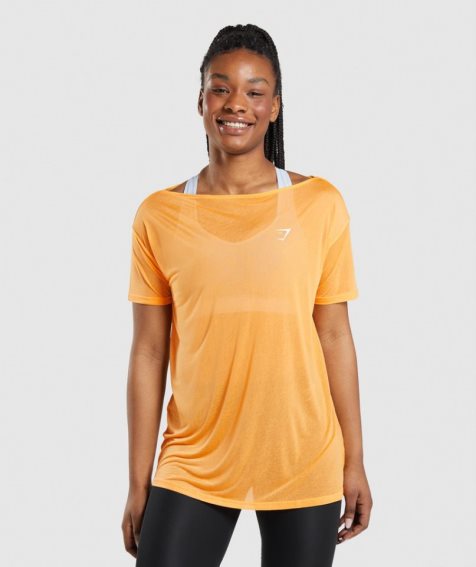 Gymshark Sport Oversized Top T-shirts Damen Orange | AT-28-ZOBU