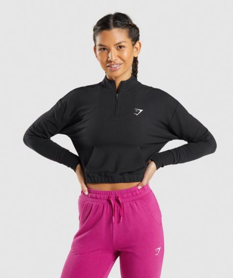 Gymshark Sport Pippa Sweatshirts Damen Schwarz | AT-47-RJDE