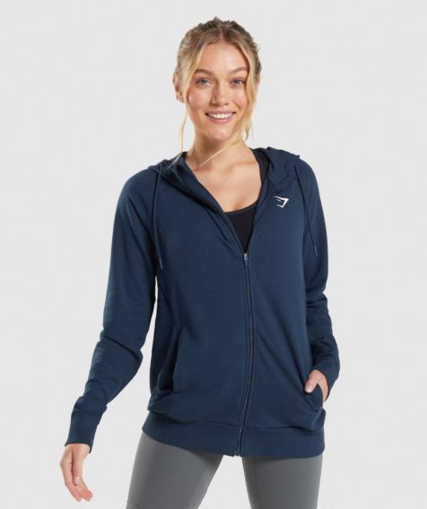 Gymshark Sport Zip Hoodie Damen Navy | AT-25-SDQF