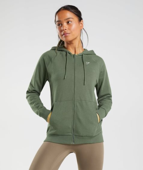 Gymshark Sport Zip Hoodie Damen Olivgrün | AT-70-BYAZ