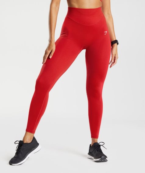 Gymshark Sweat Seamless Sculpt Leggings Damen Rot | AT-57-QHFL