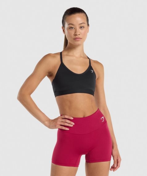 Gymshark V Neck Sport Bh Damen Schwarz | AT-57-CEDG