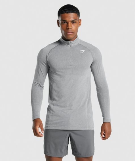 Gymshark Vital Light 1/4 Zip Sweatshirts Herren Hellgrau | AT-57-ULKD