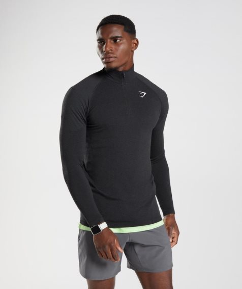 Gymshark Vital Light 1/4 Zip Sweatshirts Herren Schwarz | AT-67-ABWY