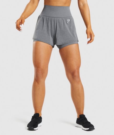 Gymshark Vital Seamless 2.0 2-in-1 Kurze Hose Damen Grau | AT-19-LPHE