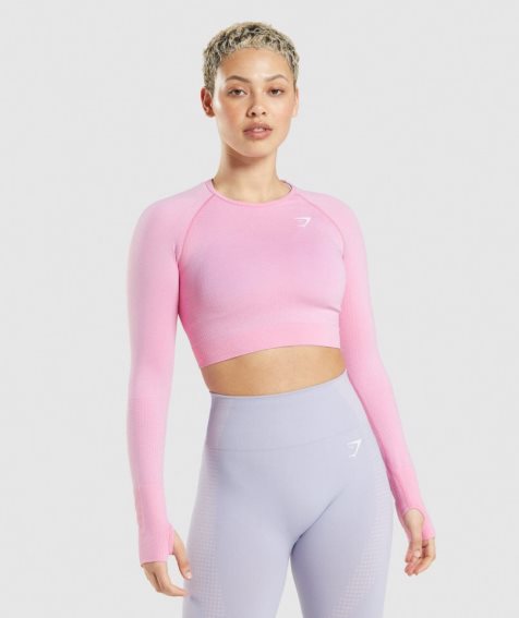 Gymshark Vital Seamless 2.0 Kurz Geschnittene Oberteile Damen Rosa | AT-31-UTQG