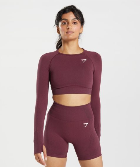 Gymshark Vital Seamless 2.0 Kurz Geschnittene Oberteile Damen Bordeaux | AT-50-XFAN